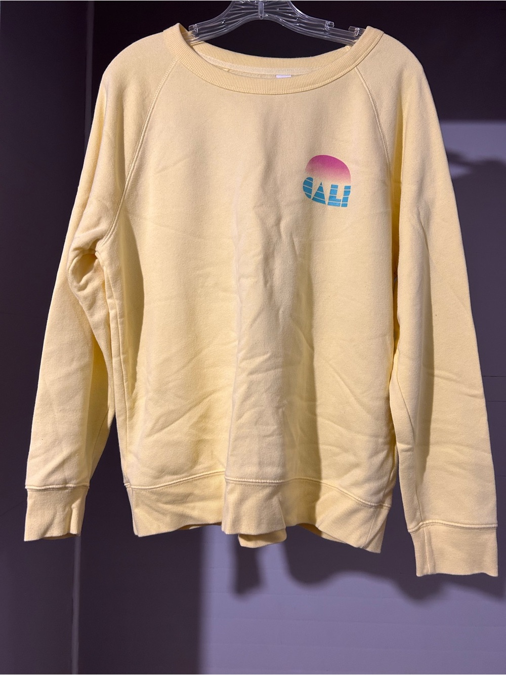 Old Navy Light Yellow 'CALI' Graphic Crewneck Sweatshirt